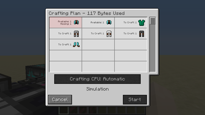 The failing crafting plan for the above equation